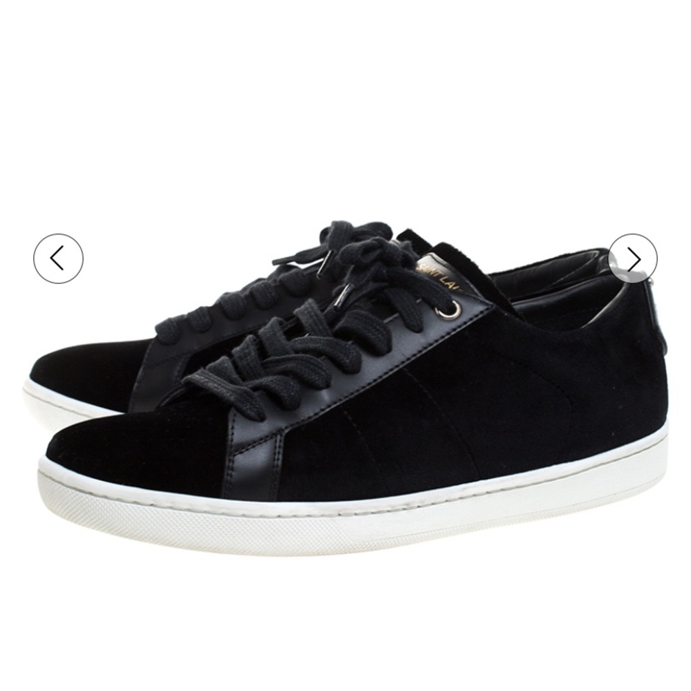 Saint Laurent Velvet & Leather Sneakers